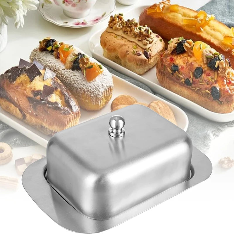 Stainless Steel Butter Dish with Lid Butter Cheese Storage Box Cheese Dish Butter Plate with Lid Butter Holder Kitchen Dinnerwar