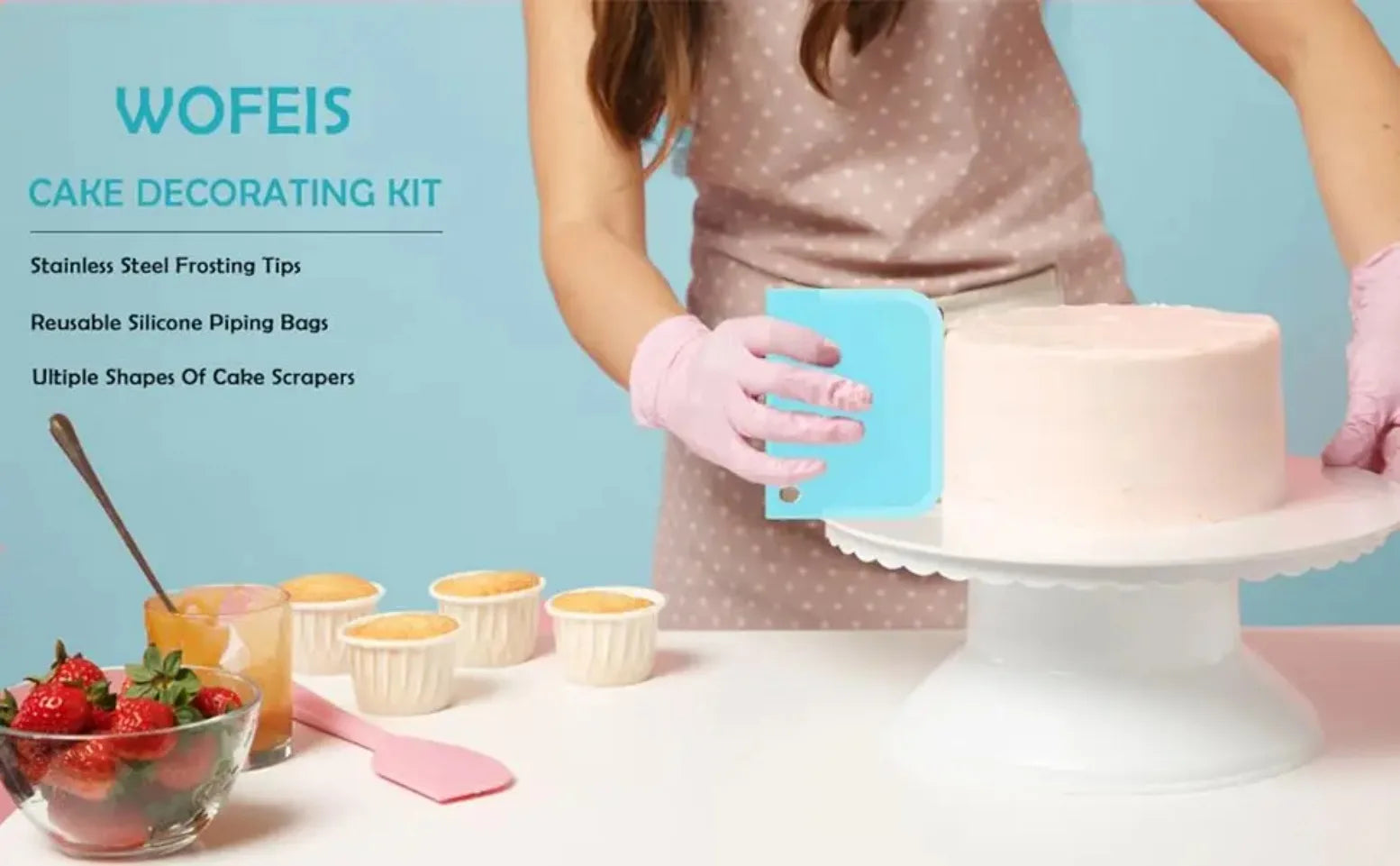 Reusable Silicone Pastry Piping Bags with 12 Stainless Tips Cake Decorating Kit Baking Tools Set Leakproof Frosting Nozzles