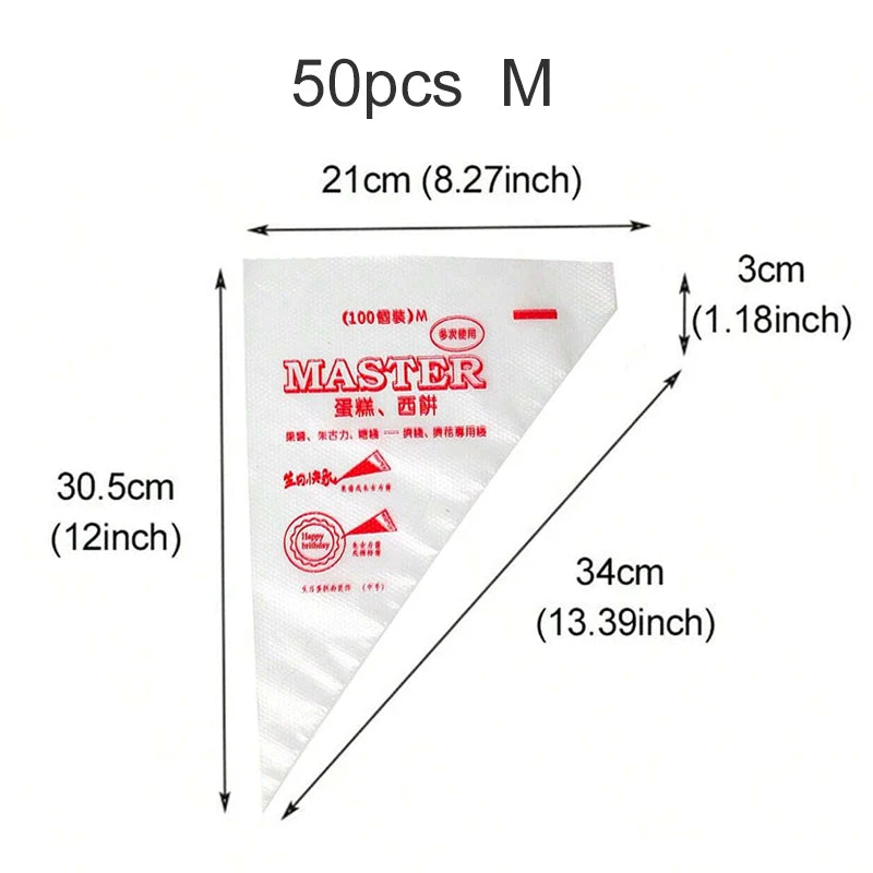 100~300pcs Disposable Pastry Bags Household Kitchen Baking Products Cake and Cookie Decoration DIY Triangle Piping Bag TMZ
