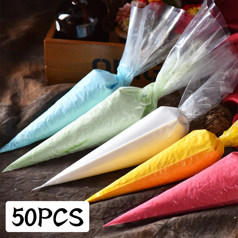 50Pcs Thicken Pastry Bags Cake Cream Decorating Bag Cupcake Icing Fondant Decorating Kitchen Baking Piping Bag Cream Cake Tool