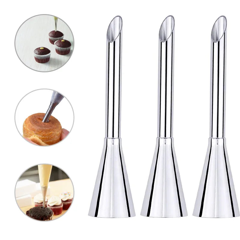 DIY Reusable Puff Cake Tip Silicone Pastry Bag Cream Butter Stainless Steel Nozzle Decor Baking Piping Bags Kitchen Tools