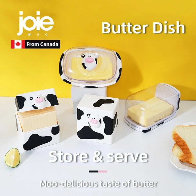 Joie MooMoo Butter Dish with Lid Butter container Butter Storage Box for Refrigerator Butter Cheese Storage Box Tableware
