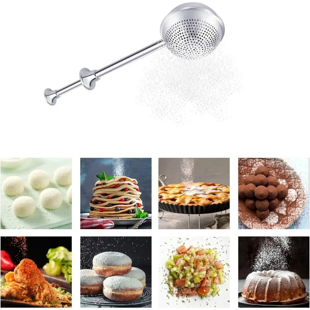 Flour Sifter for Baking,  for Baking Tools Powdered Sugar Shaker Duster with Lid Stainless Steel Mini Whisk Powder Sifters
