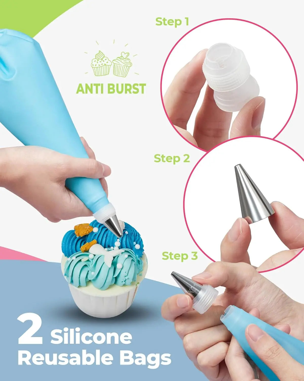 78PCS Cake Decorating Kit with Storage Box- Piping Tips,Stainless Steel Nozzle Piping EVA Bags&Tools Professional DIY Baking Set