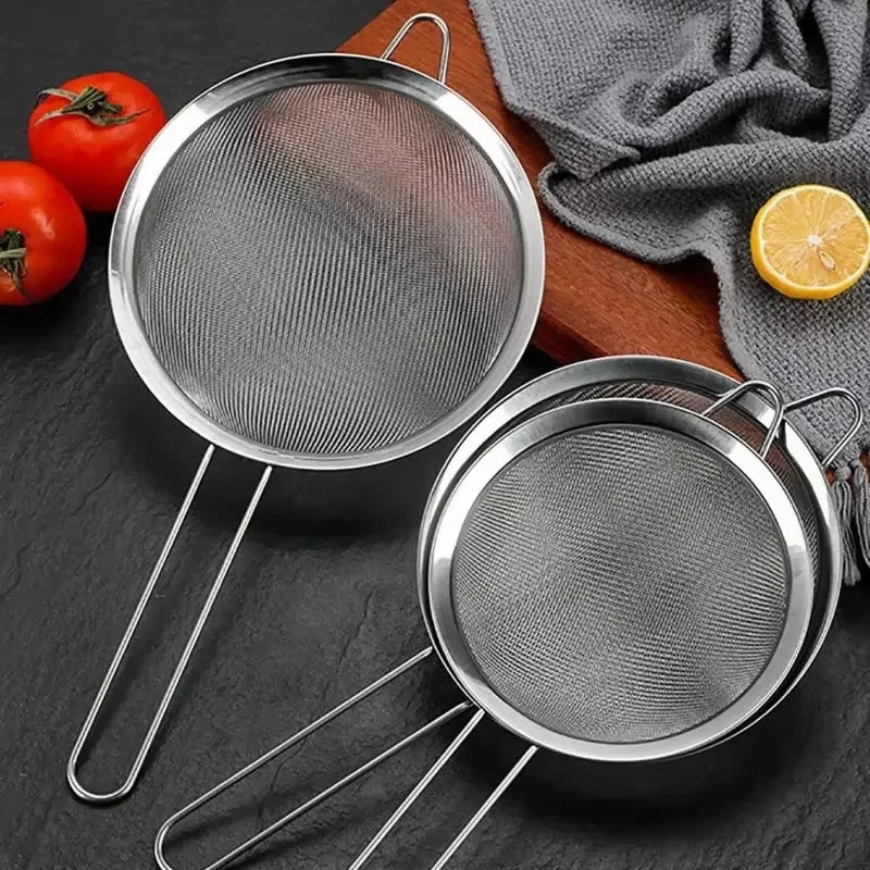 Stainless Steel Sieve Fine Mesh Filter Slotted Spoon Kitchen Accessories For Cooking Baking Oil Flour Strainer Sifter