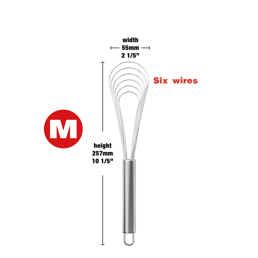 VIMACO® Flat Whisk Stainless Steel 8"10"12" Egg Utensils for Kitchen Baking Prepworks
