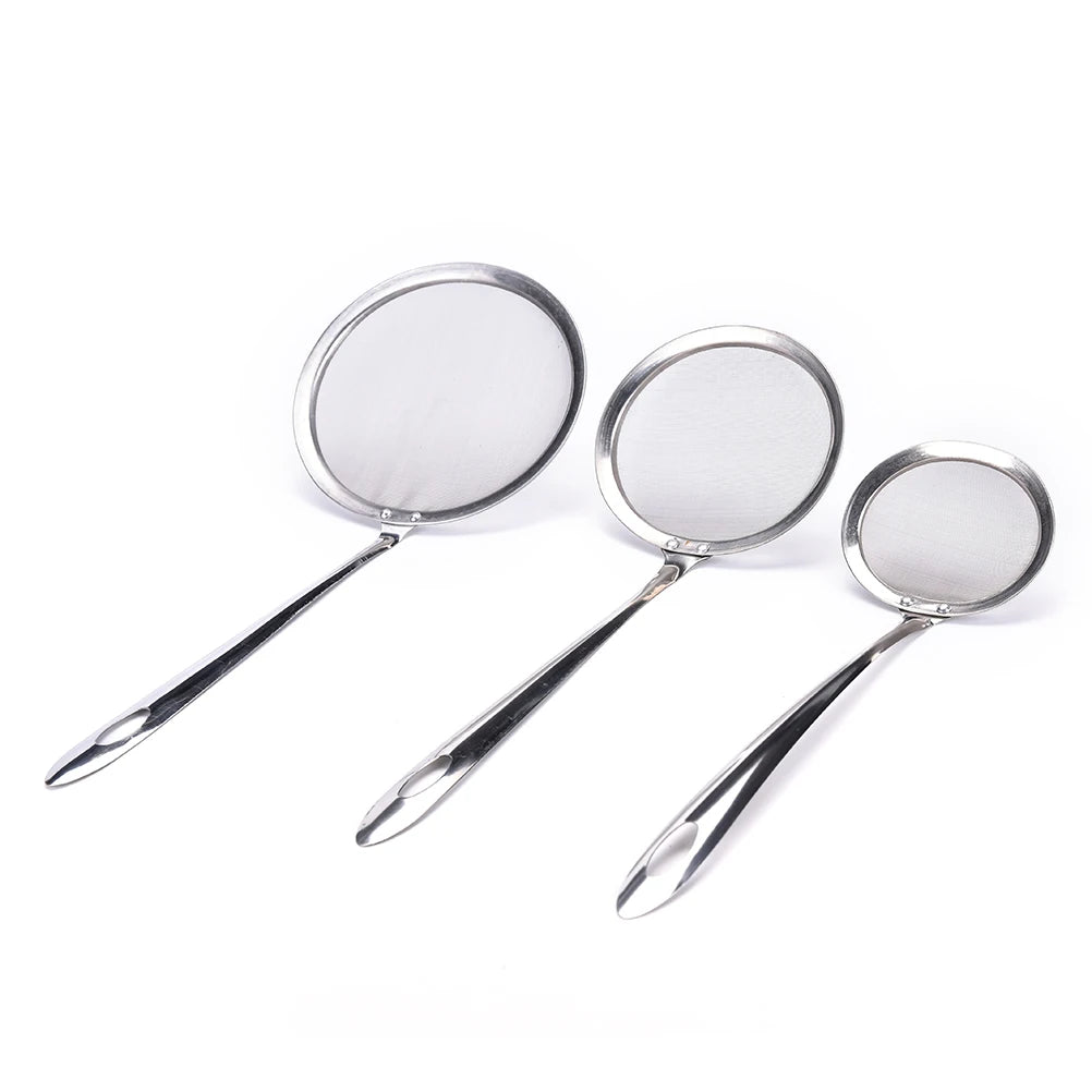 25/28/30cm Stainless Steel Wire Fine Mesh Oil Strainer Flour Colander Sieve Sifter Fryer Pastry Baking Tools Kitchen Accessories