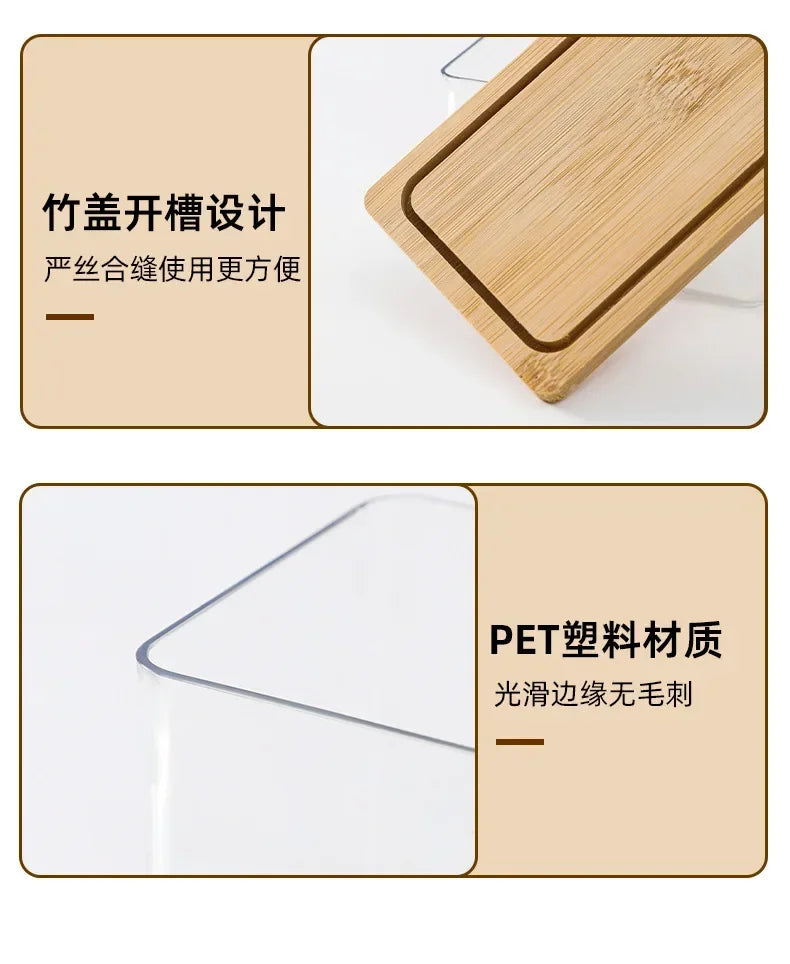 Nordic Countertop Bamboo Butter Dish Plate with Transparent Acrylic Lid Kitchen Storage Butter Container Box Butter Tableware