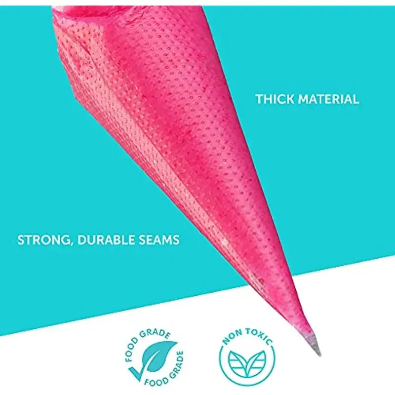 100PCS Disposable Pastry Bags, Extra Strong&Leak-Proof Piping Bags for Cake Decorating,Baking,Icing,and Crafts–Durable&Food Safe