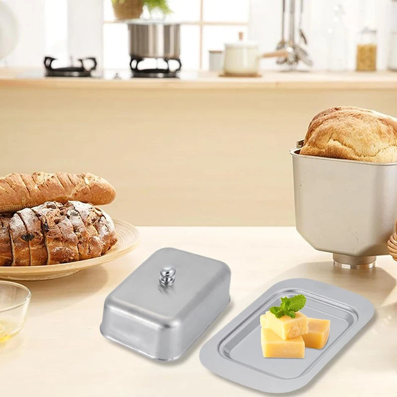 Stainless Steel Butter Dish with Lid Butter Cheese Storage Box Cheese Dish Butter Plate with Lid Butter Holder Kitchen Dinnerwar
