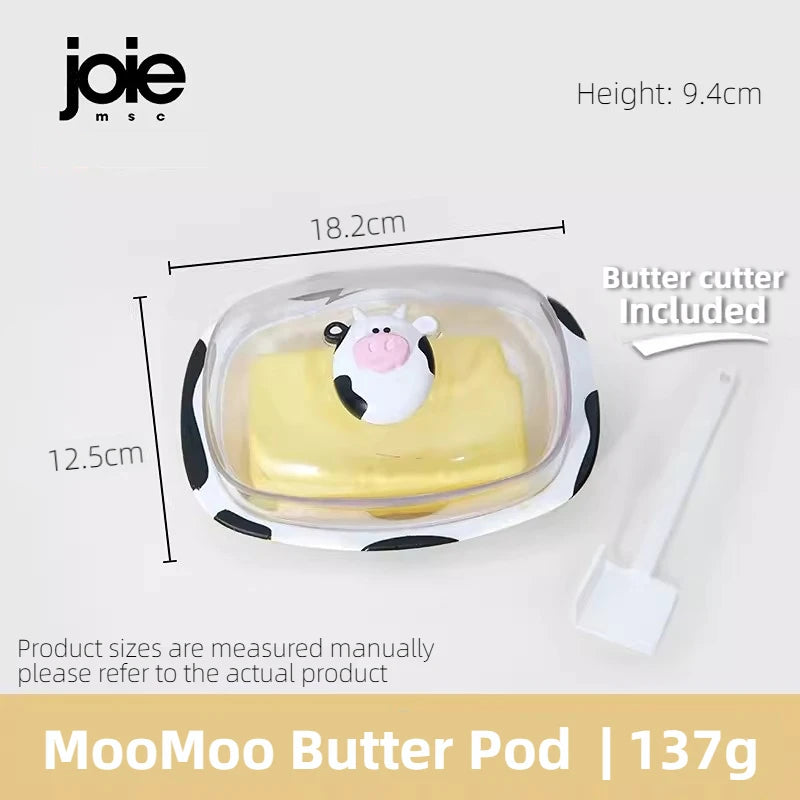 Joie MooMoo Butter Dish with Lid Butter container Butter Storage Box for Refrigerator Butter Cheese Storage Box Tableware
