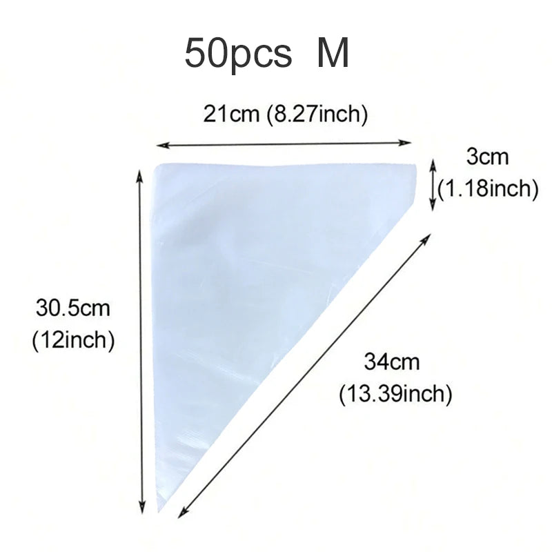 50/100pcs Pastry Bags Disposable Transparent Piping Bag Milking Oil Household Kitchen Baking Products for Cake Decorating TMZ