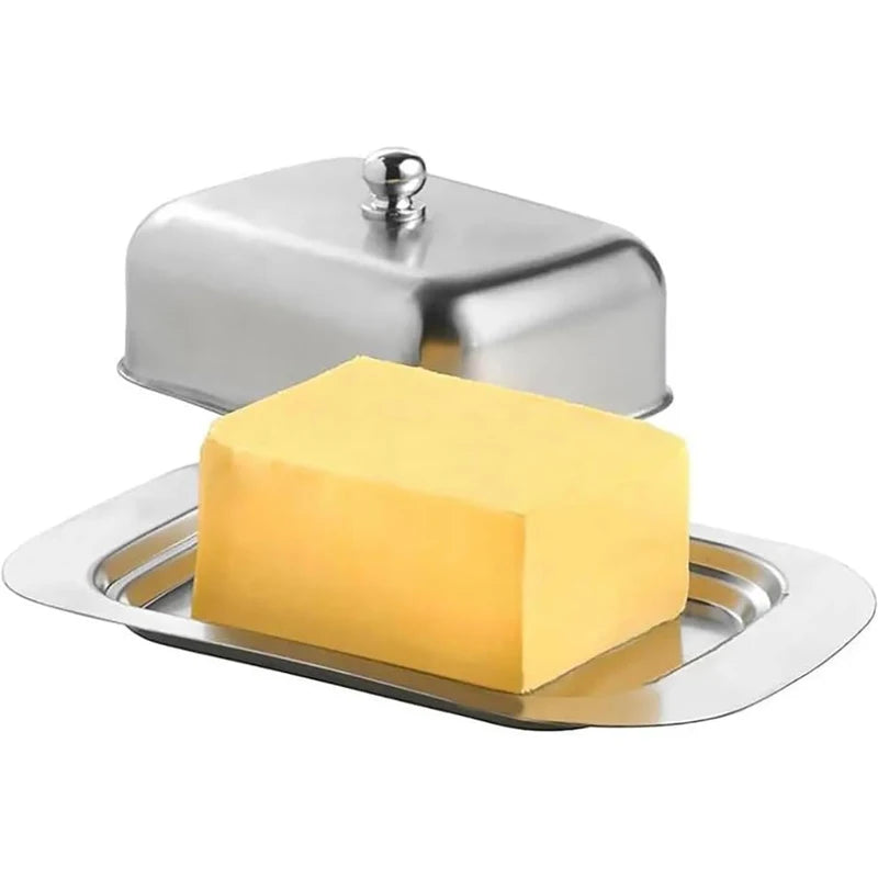 Stainless Steel Butter Dish with Lid Butter Cheese Storage Box Cheese Dish Butter Plate with Lid Butter Holder Kitchen Dinnerwar