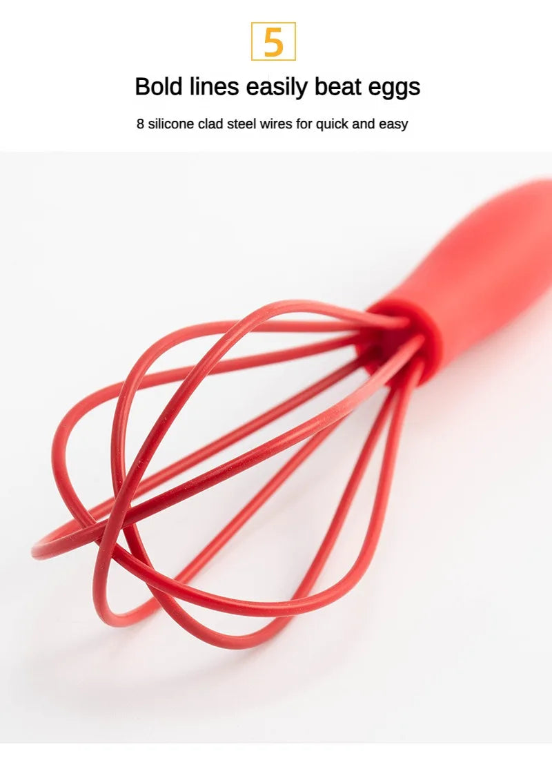 1PCs silicone small size egg beater manual cream egg small stirring rod mini egg-whisk baking tool