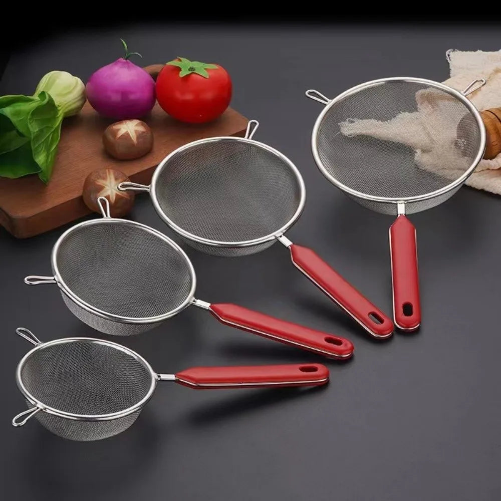 Stainless Steel Food Strainer Colander Easy to Clean Rust-Proof Matcha Sifter Small 14 16 18 20 22cm Tea Strainer for Kitchen