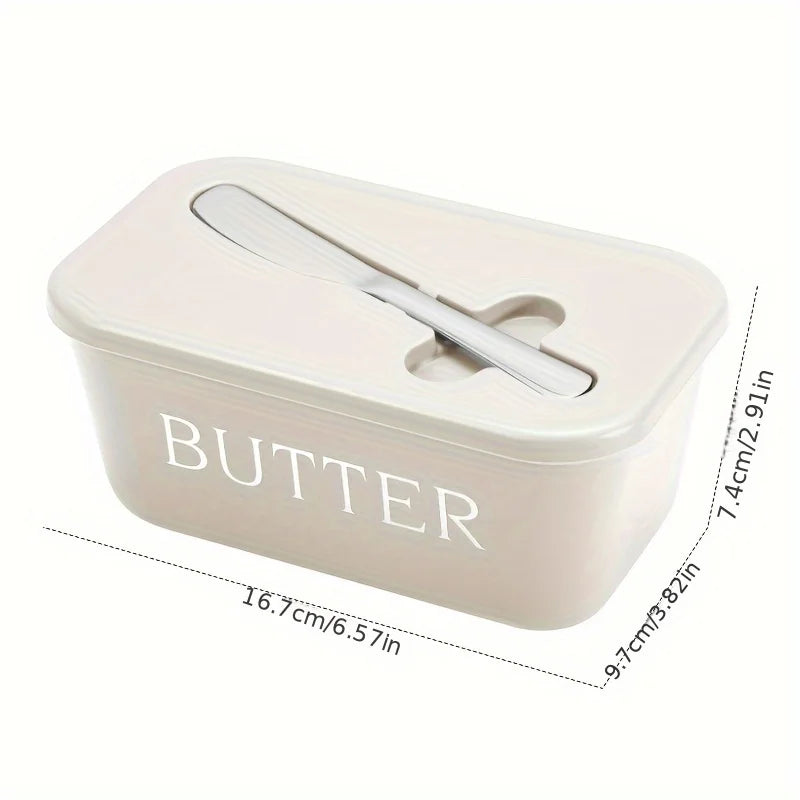Butter Container Box with Knife Simple Restaurant Sealed Storage Box Cheese Box with Knife Butter Slicer Butter Dish Tableware