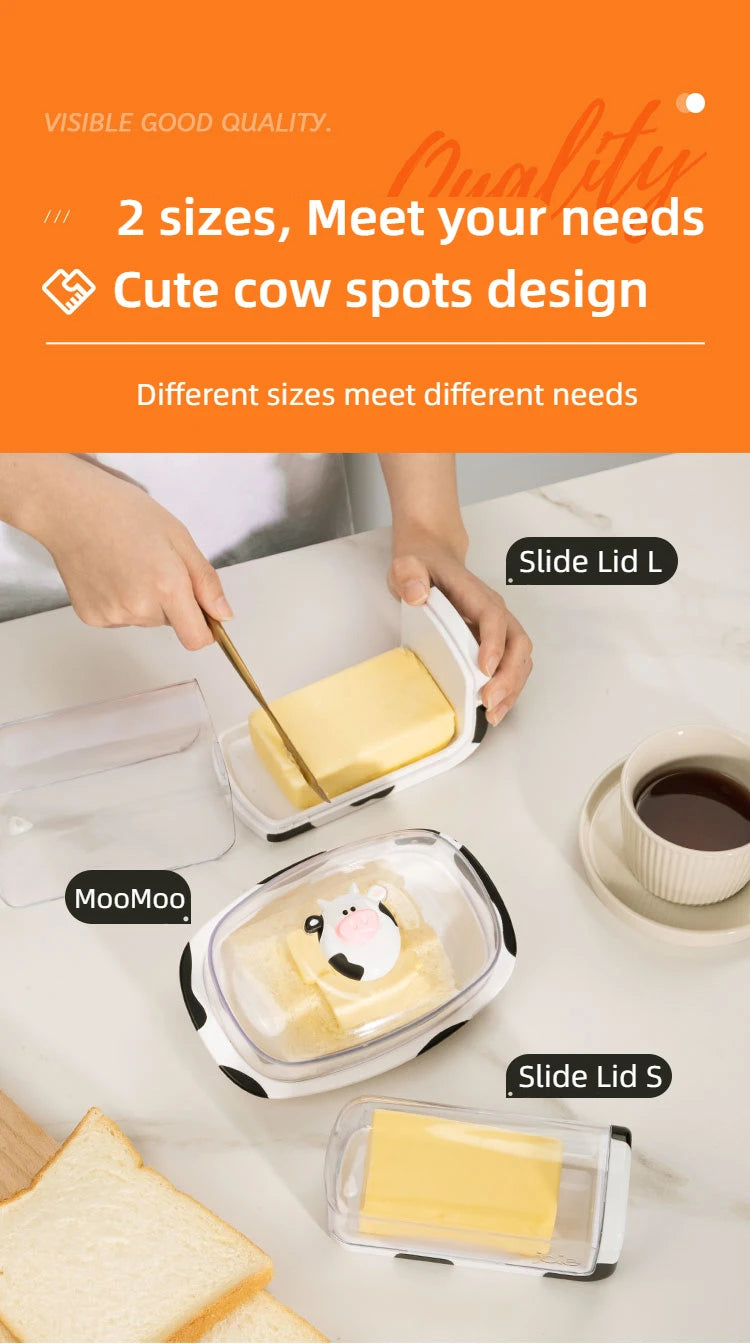 Joie MooMoo Butter Dish with Lid Butter container Butter Storage Box for Refrigerator Butter Cheese Storage Box Tableware