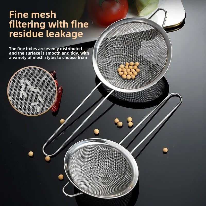 Stainless Steel Sieve Fine Mesh Filter Slotted Spoon Kitchen Accessories For Cooking Baking Oil Flour Strainer Sifter