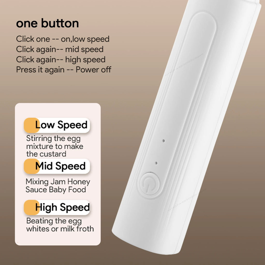 Handheld Egg Beater 3 Speeds Electric Milk Frother USB Rechargeable Foam Maker Mixer Coffee Drink Frothing Wand Foamer Kitchen