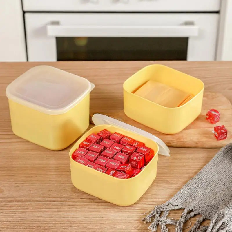 1Pc Butter Cheese Slice Holder With Lid Plastic Clear Cheese Box Sliced Cheese Container Fridge Storage Box Airtight Holder