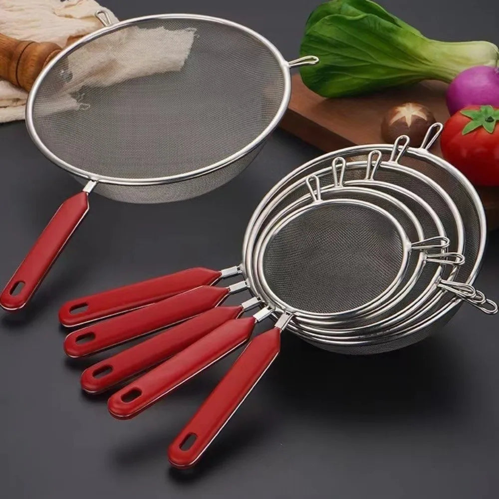 Stainless Steel Food Strainer Colander Easy to Clean Rust-Proof Matcha Sifter Small 14 16 18 20 22cm Tea Strainer for Kitchen