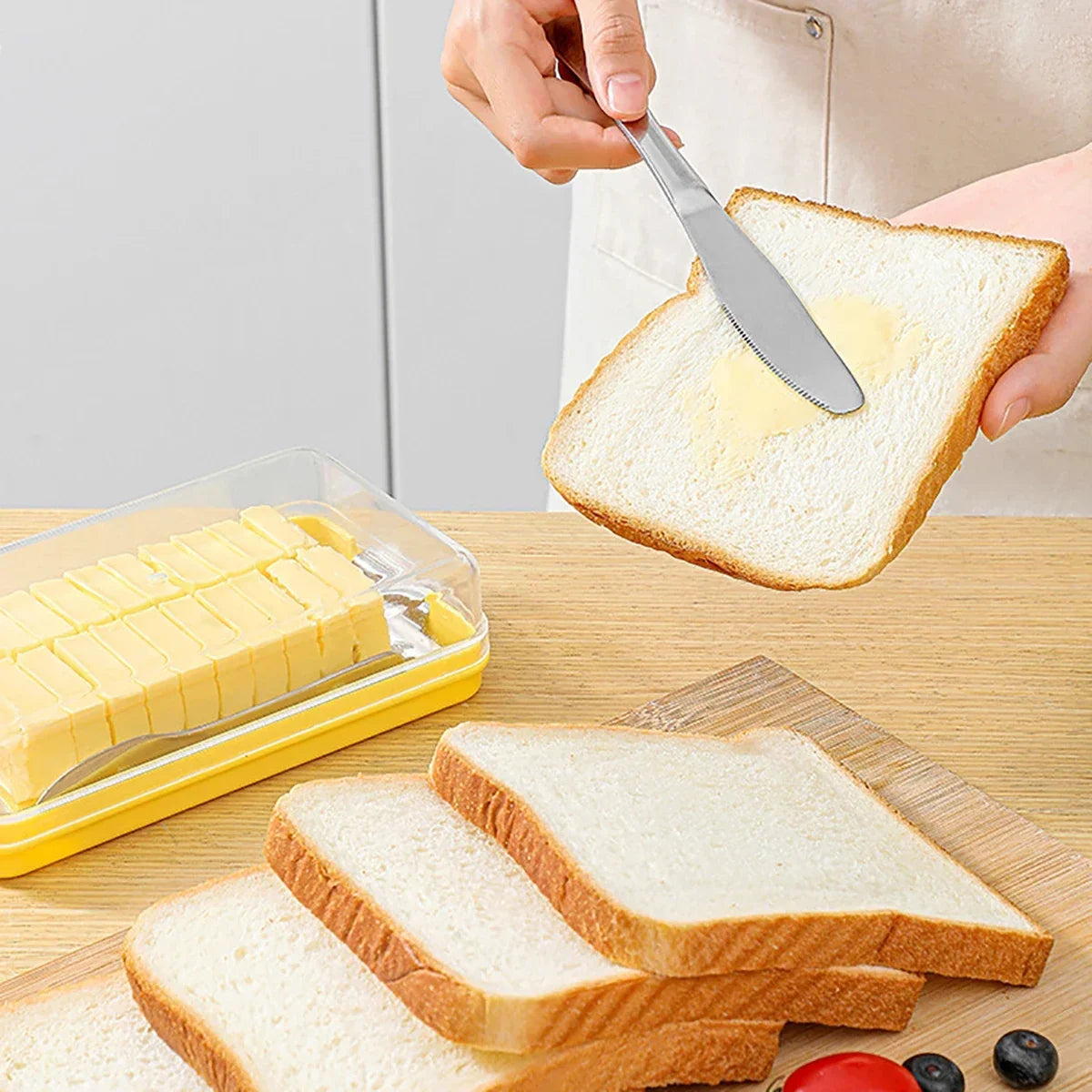 New cheese butter cutting and preservation box with lid, butter slicing knife disc, butter storage container, butter cross bowl