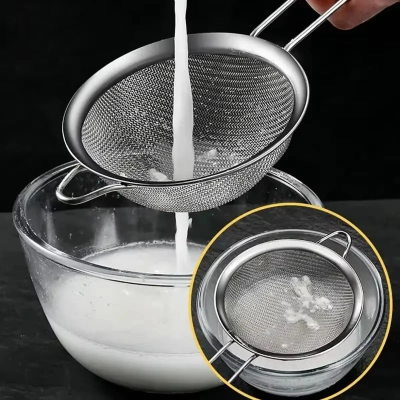 Stainless Steel Sieve Fine Mesh Filter Slotted Spoon Kitchen Accessories For Cooking Baking Oil Flour Strainer Sifter
