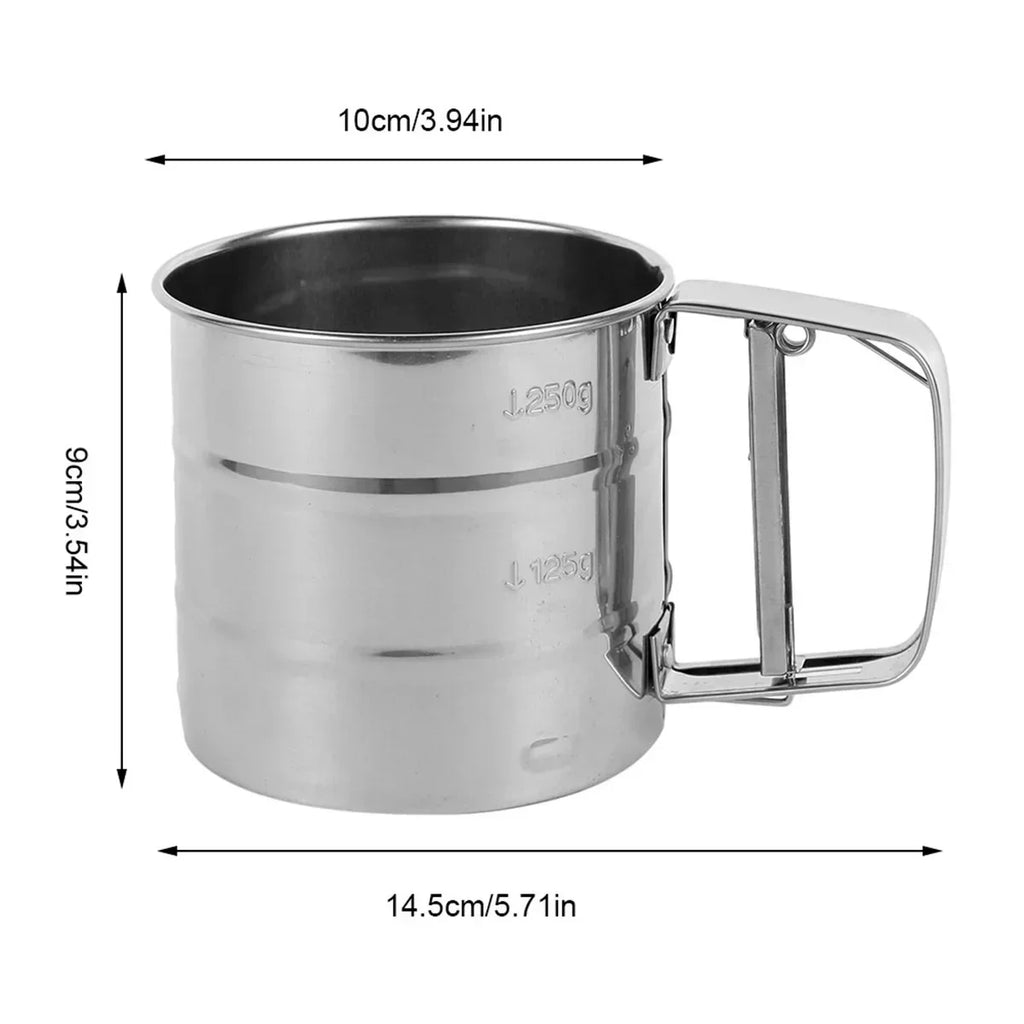 Diamond Pattern Flour Sifter For Baking Powder Sugar Shaker With Hand Press Design Fine Mesh Stainless Steel Flour Sifter Sieve
