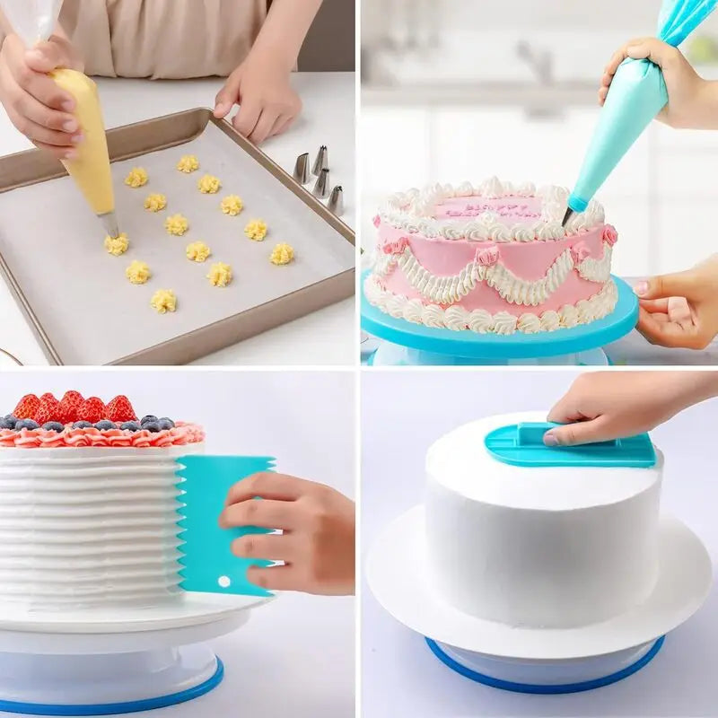 Piping Bags and Tips Set Cake DIY Decorating Kit with Stainless Steel Nozzle Reusable Silicone Pastry Cake Decorating Tools