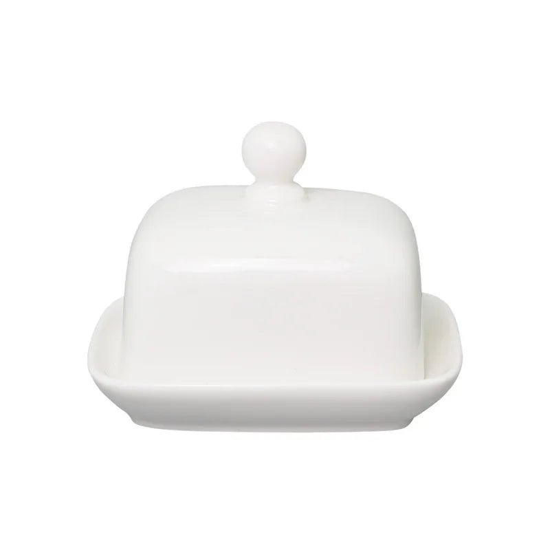 Ceramic Butter Storage Box Butter Cheese Fresh-Keeping Box with Lid Cake Fruit Dish Restaurant Hotel Kitchen Dish