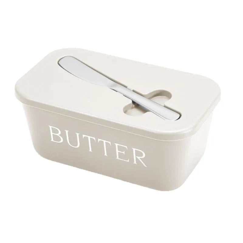 Butter Container Food Grade PP Box Restaurant Sealed Storage Box Cheese Dish with Knife Butter Slicer Butter Tableware