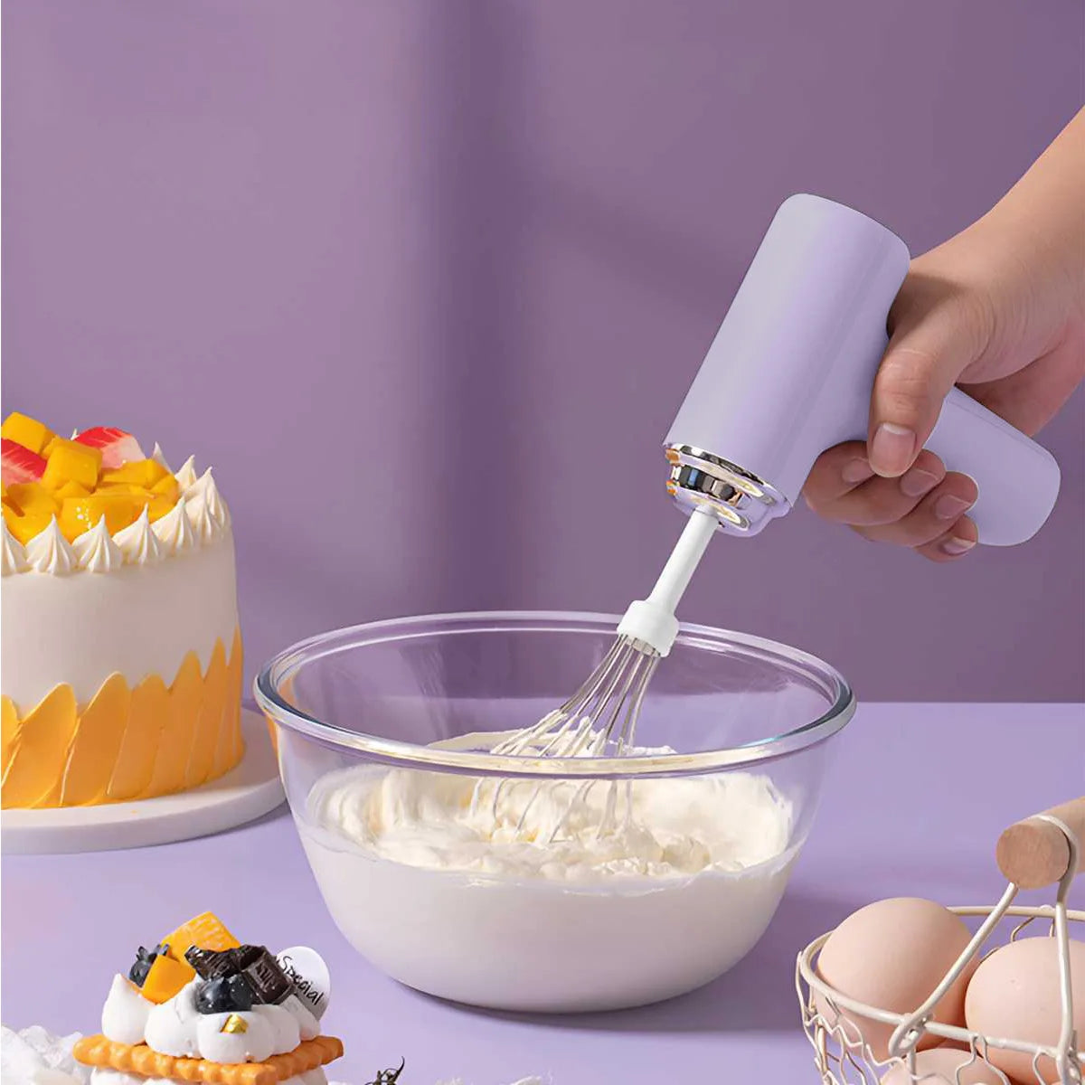 Portable Mixer Handheld Electric Egg Beater 1PCS Cordless Electric Food Mixer Three Speed Settings Kitchen Tools