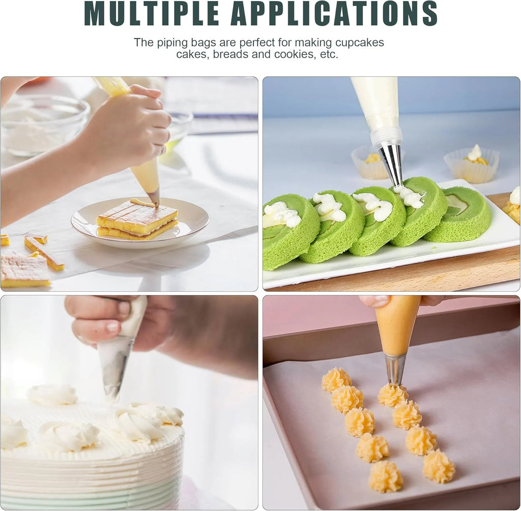 Tainless Steel Piping Tips SPiping Bags Set with 100 Disposable Bags Complete Cake Decorating Kit Convenient Baking Supplies Set