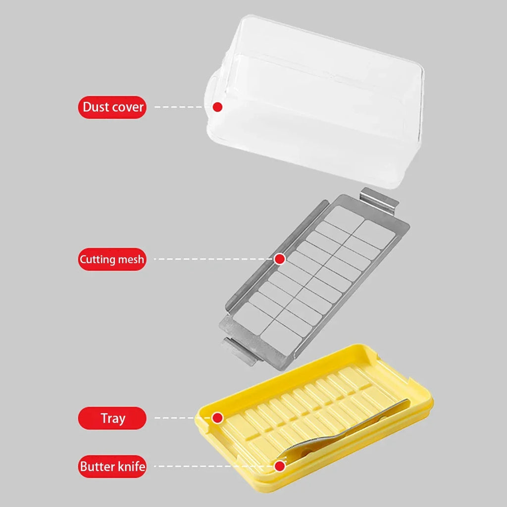 New cheese butter cutting and preservation box with lid, butter slicing knife disc, butter storage container, butter cross bowl