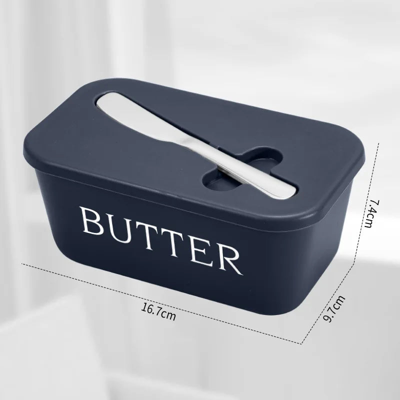 Butter Container Food Grade PP Box Restaurant Sealed Storage Box Cheese Dish with Knife Butter Slicer Butter Tableware
