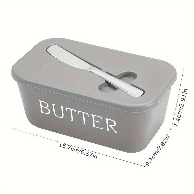 Butter Container Box with Knife Simple Restaurant Sealed Storage Box Cheese Box with Knife Butter Slicer Butter Dish Tableware