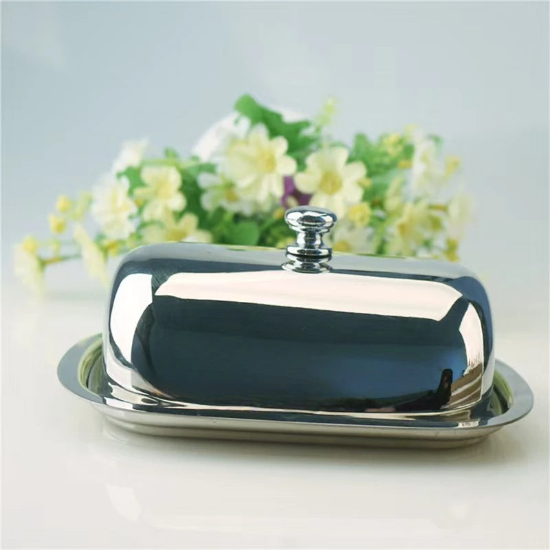 Stainless Steel Butter Storage Box Cake Bread Fruit Container Steak Salad Biscuit Serving Tray Restaurant Hotel Kitchen Dish