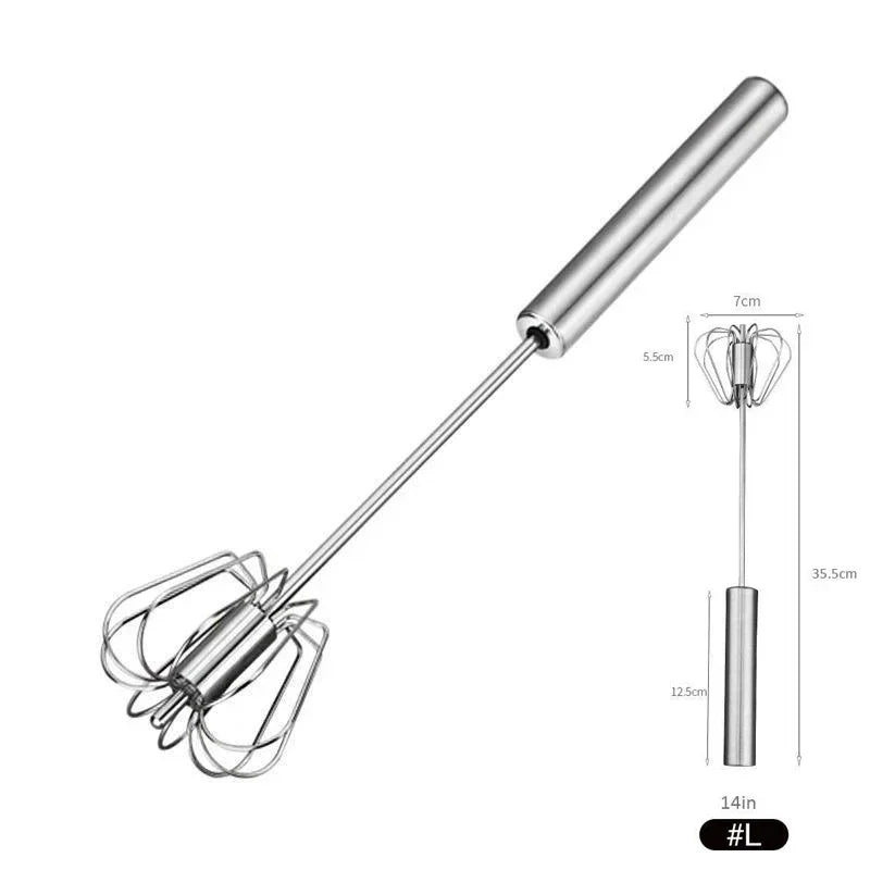 10/12/14inch Stainless Steel Semi Automatic Whisk Blender for Home -Versatile Tool for Egg Beater, Milk Frother, Hand Push Whisk