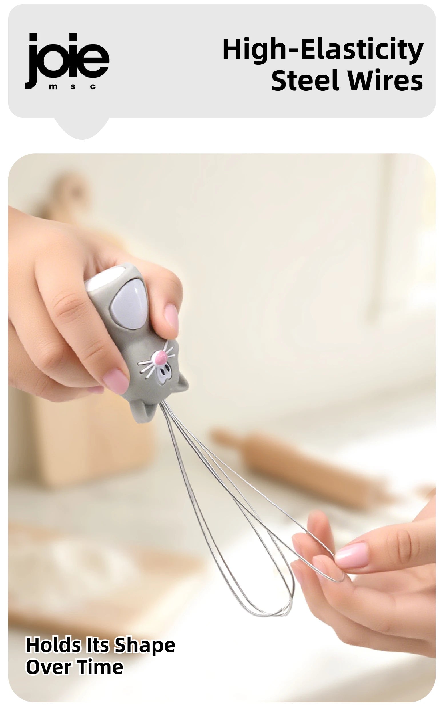 Joie Meow Little Whisk Manual Egg Beater Stainless Steel Egg Whisk Kitchen Wire Balloon Whisk Milk Egg Beater Egg Mixing Tool