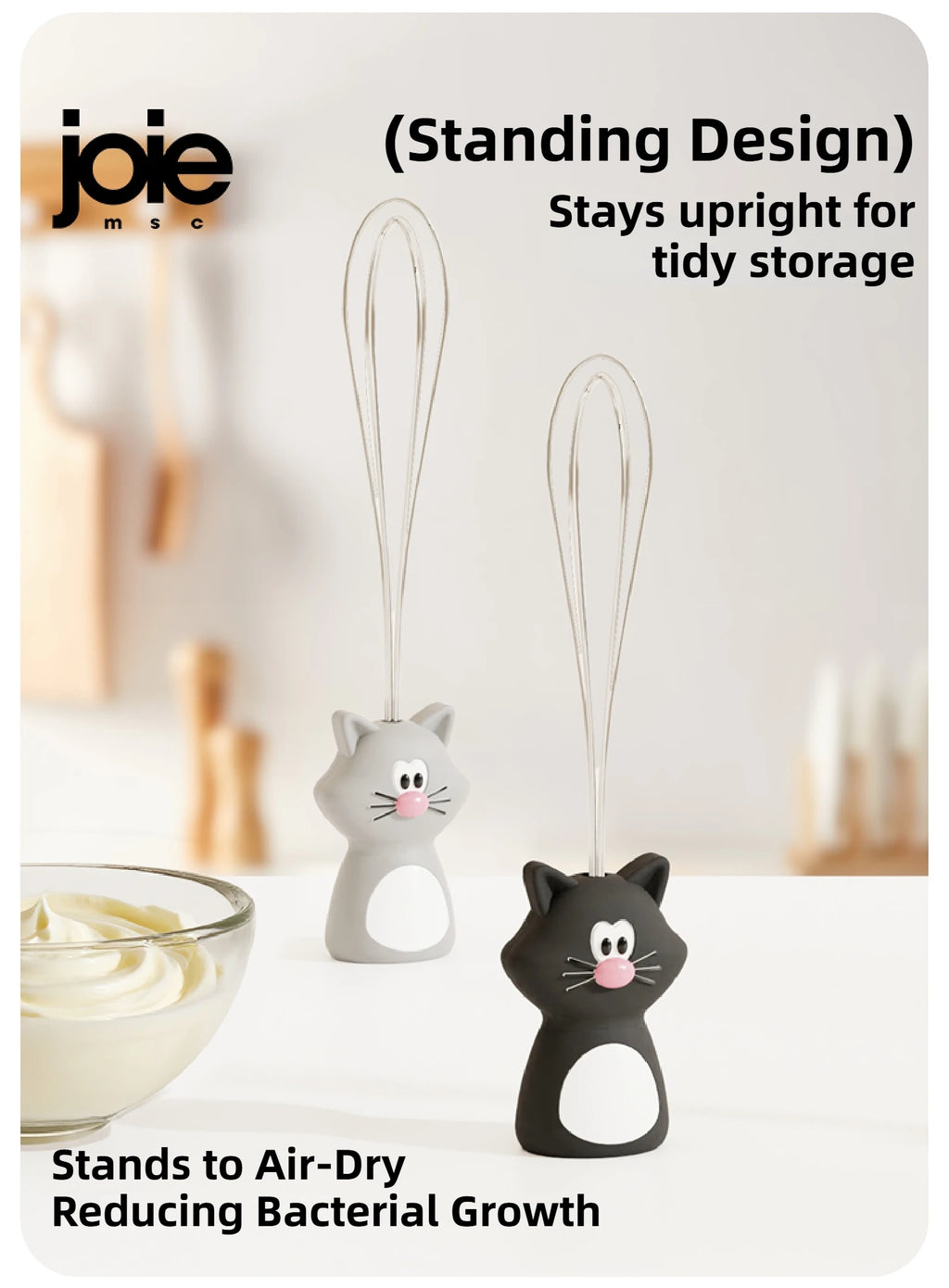 Joie Meow Little Whisk Manual Egg Beater Stainless Steel Egg Whisk Kitchen Wire Balloon Whisk Milk Egg Beater Egg Mixing Tool