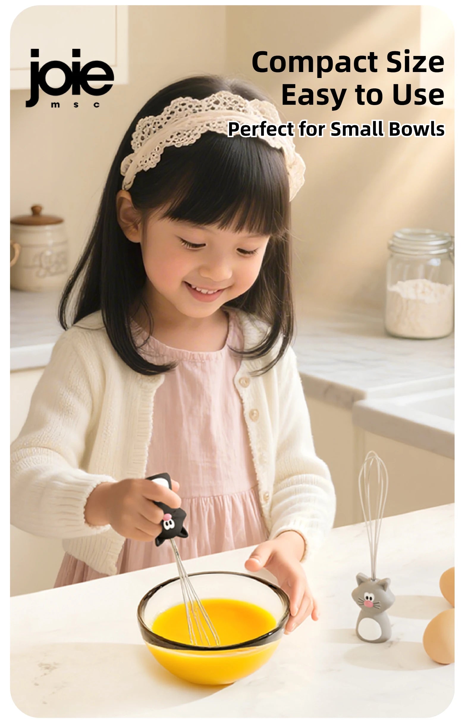Joie Meow Little Whisk Manual Egg Beater Stainless Steel Egg Whisk Kitchen Wire Balloon Whisk Milk Egg Beater Egg Mixing Tool