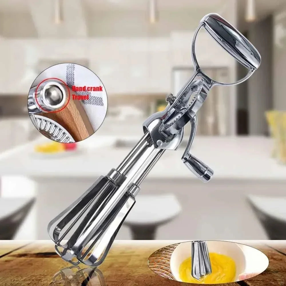Egg Beater Stainless Steel Manual  - Dual Rotation - Multifunctional - Kitchen Utensils，Manual Breast Beater, Cream Mixer