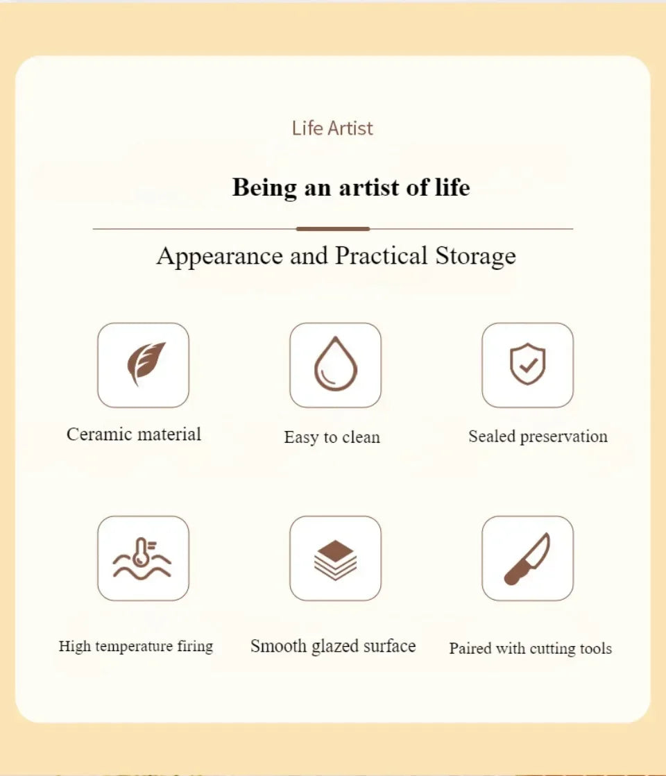 1pc Ceramic Butter Cheese Container Box Household Kitchen Restaurant Butter Storage Box with Knife Bamboo Wood Lid Butter Box