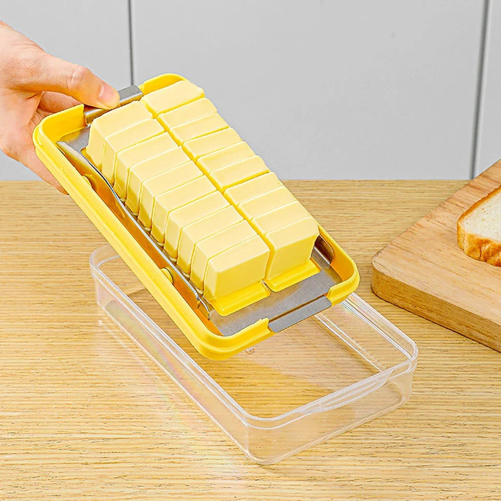 New cheese butter cutting and preservation box with lid, butter slicing knife disc, butter storage container, butter cross bowl
