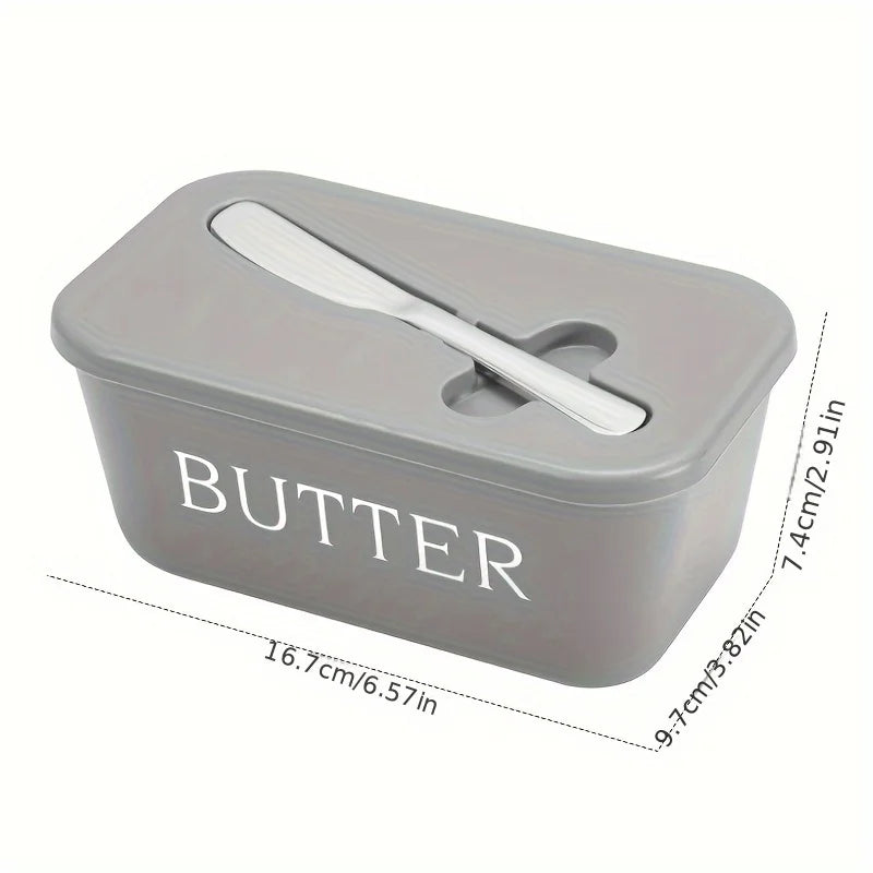 Butter Container Box with Knife Simple Restaurant Sealed Storage Box Cheese Box with Knife Butter Slicer Butter Dish Tableware