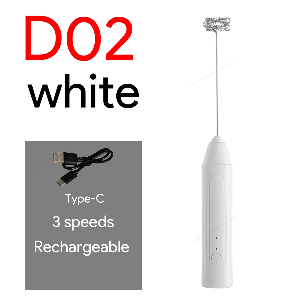 Handheld Egg Beater 3 Speeds Electric Milk Frother USB Rechargeable Foam Maker Mixer Coffee Drink Frothing Wand Foamer Kitchen