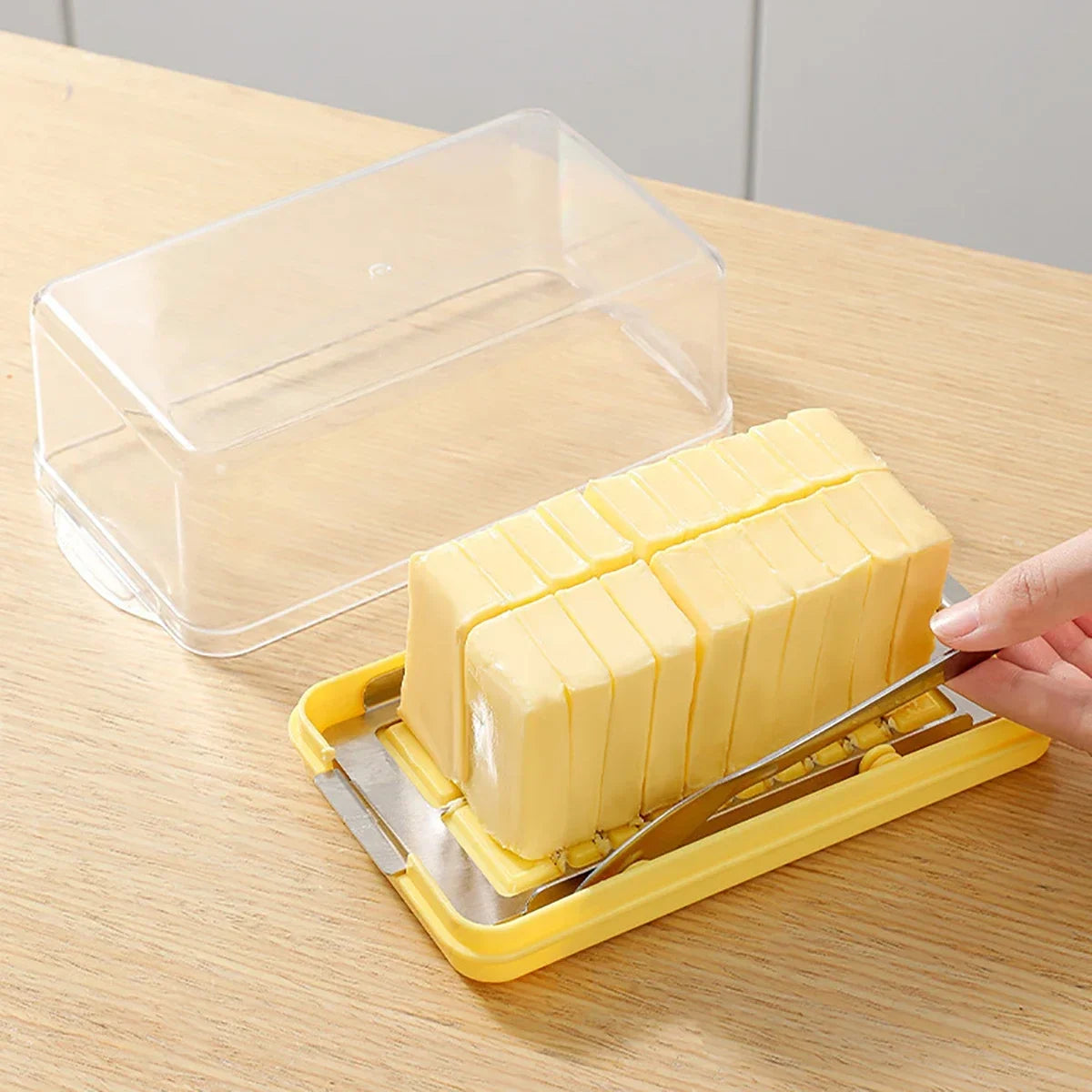 New cheese butter cutting and preservation box with lid, butter slicing knife disc, butter storage container, butter cross bowl