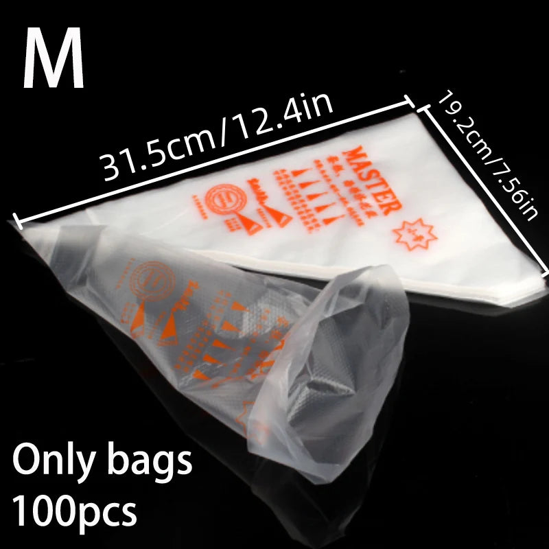 100pcs Piping Bags, Cake Decorating Tools with Icing Bags Tips, Disposable Pastry Bags Supplies for Baking, Royal Icing Cupcakes