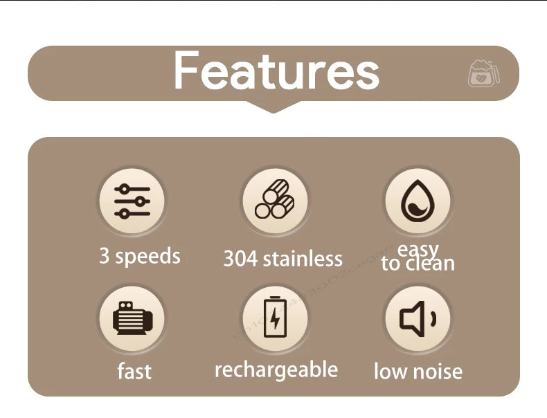 Handheld Egg Beater 3 Speeds Electric Milk Frother USB Rechargeable Foam Maker Mixer Coffee Drink Frothing Wand Foamer Kitchen