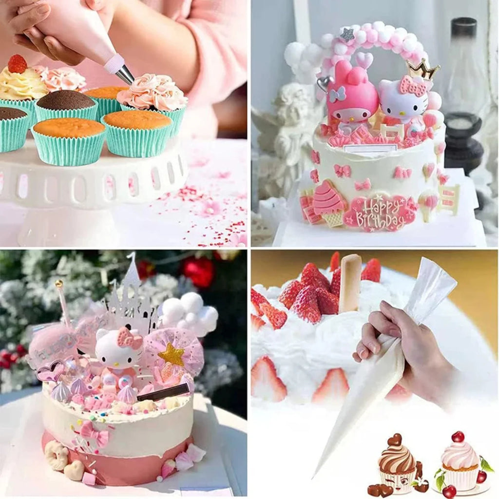 isposable Piping Bags 100PCS Kit Professional Cake Decorating Tools for Cupcakes Baking Fondant Pastry Cream Accessories
